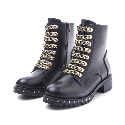 Smile Favorites Biker Stiefel Kette Schwarz Gold