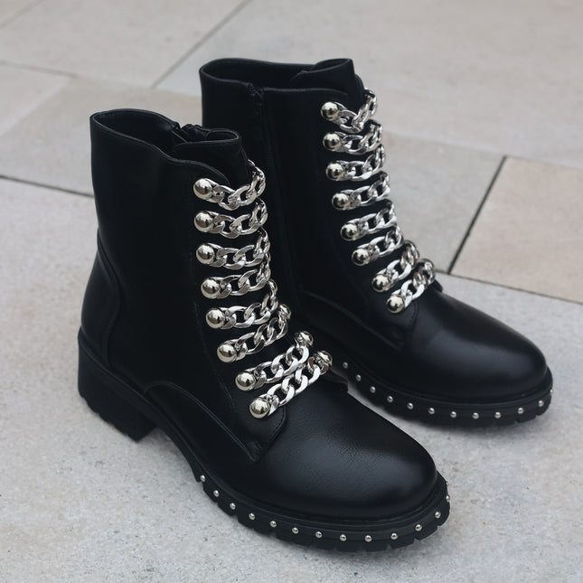 Smile Favorites Biker Boots Kette Schwarz Silber