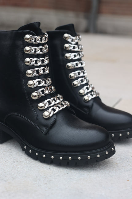 Smile Favorites Biker Boots Kette Schwarz Silber