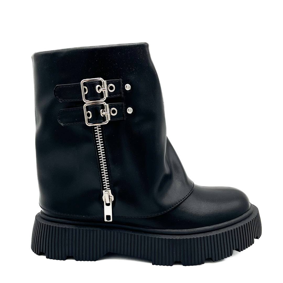 Smile Favorites Bikerstiefel Mädchen Schwarz Reißverschluss