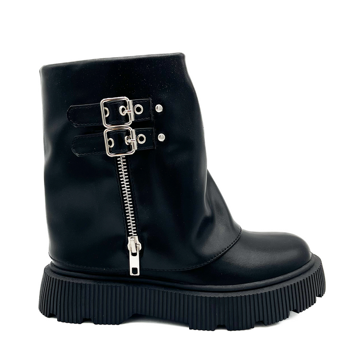 Smile Favorites Bikerstiefel Mädchen Schwarz Reißverschluss
