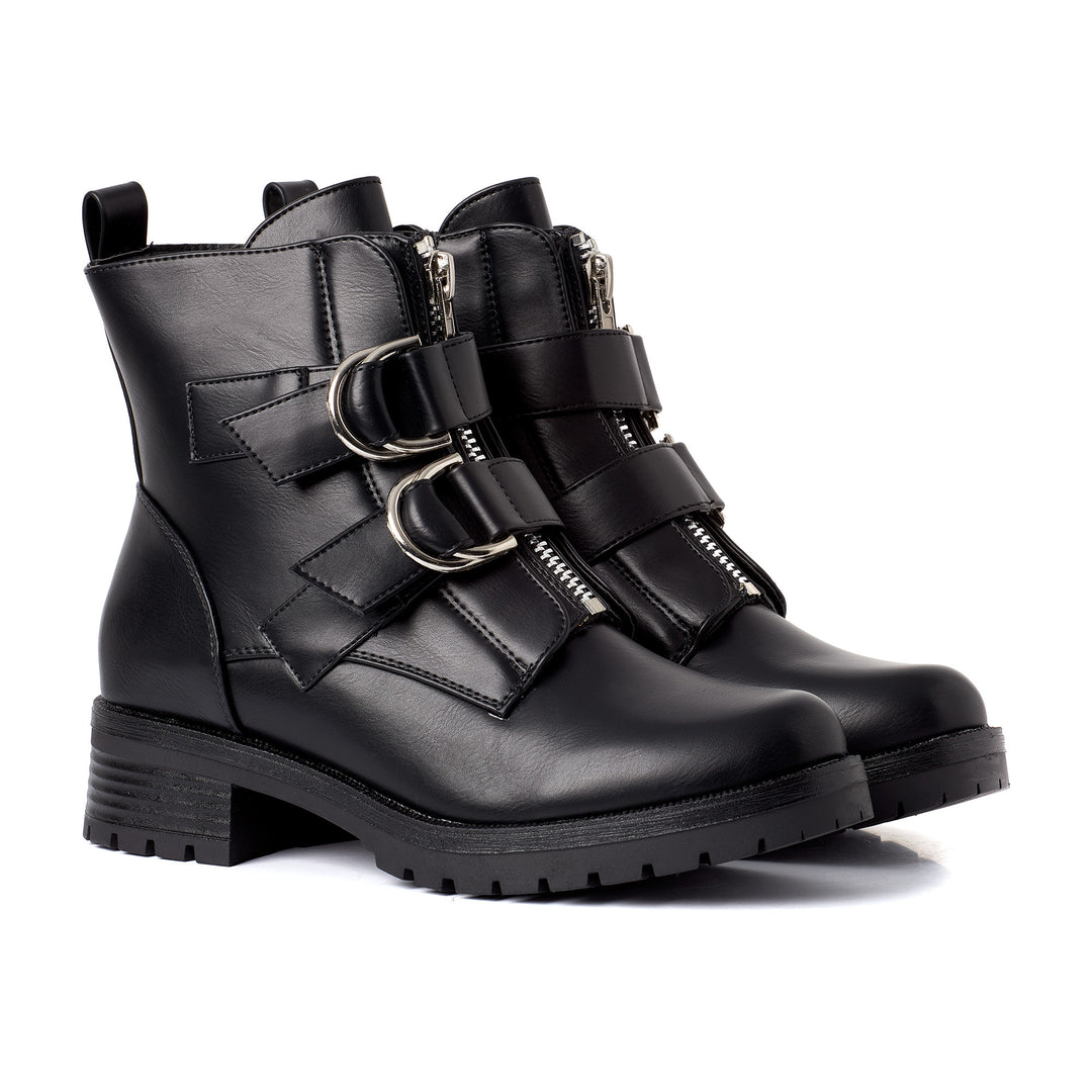 Smile Favorites Bikerstiefel Schwarz Doppelte Schnalle