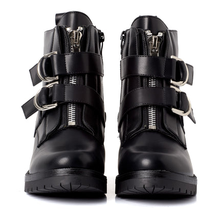 Smile Favorites Bikerstiefel Schwarz Doppelte Schnalle