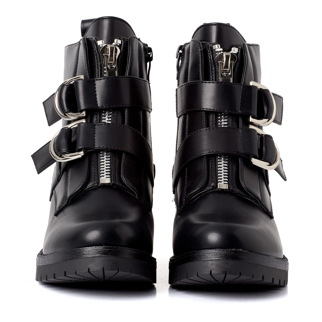 Smile Favorites Bikerstiefel Schwarz Doppelte Schnalle