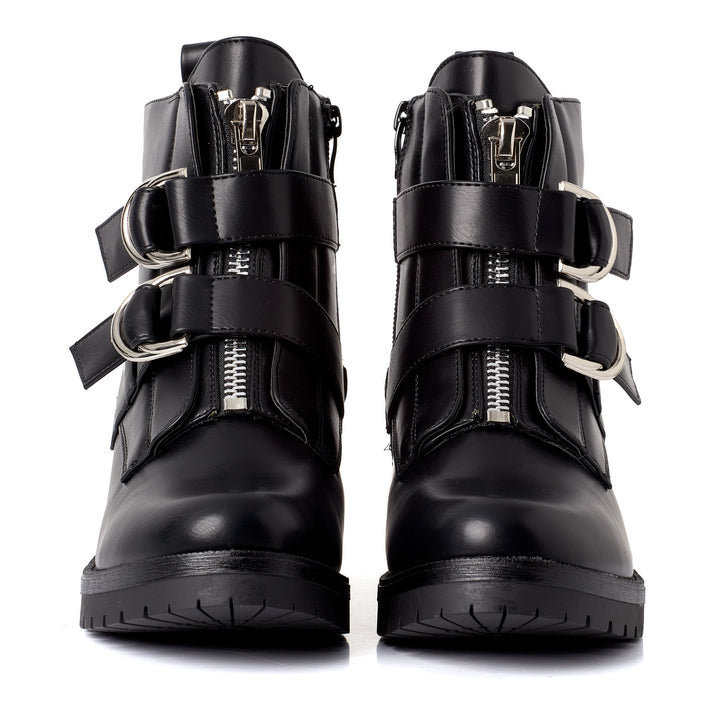 Smile Favorites Bikerstiefel Schwarz Doppelte Schnalle