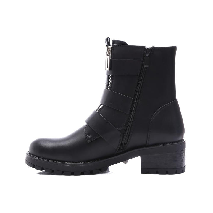 Smile Favorites Bikerstiefel Schwarz silberne Schnallen und doppelter Reißverschluss