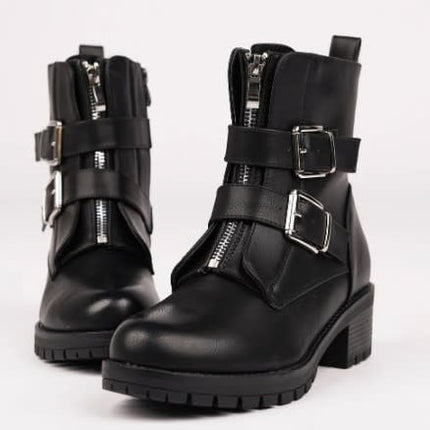 Smile Favorites Biker-Stiefel Schwarz Silberschnallen