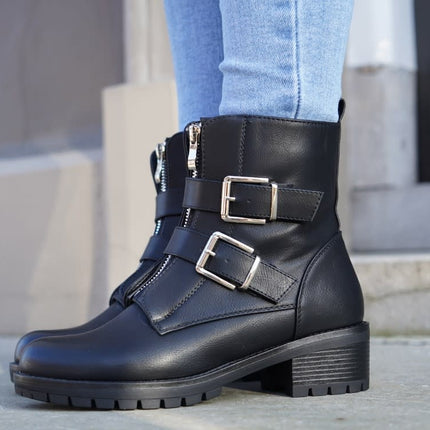 Smile Favorites Biker-Stiefel Schwarz Silberschnallen