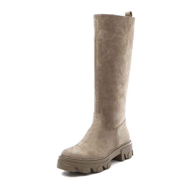 Smile Favorites Chelsea-Stiefel High Wildleder Taupe Khaki