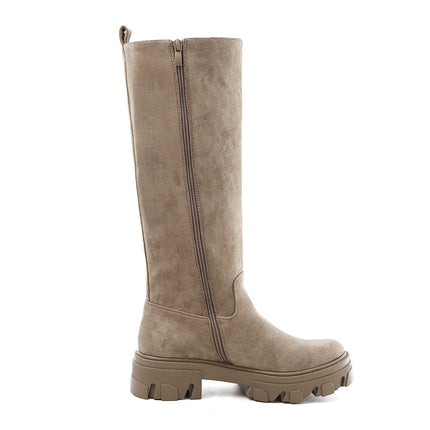 Smile Favorites Chelsea-Stiefel High Wildleder Taupe Khaki