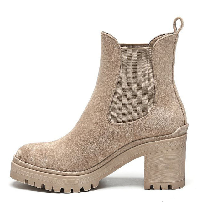 Smile Favorites Chelsea-Stiefel mit Absatz Khaki Suedine