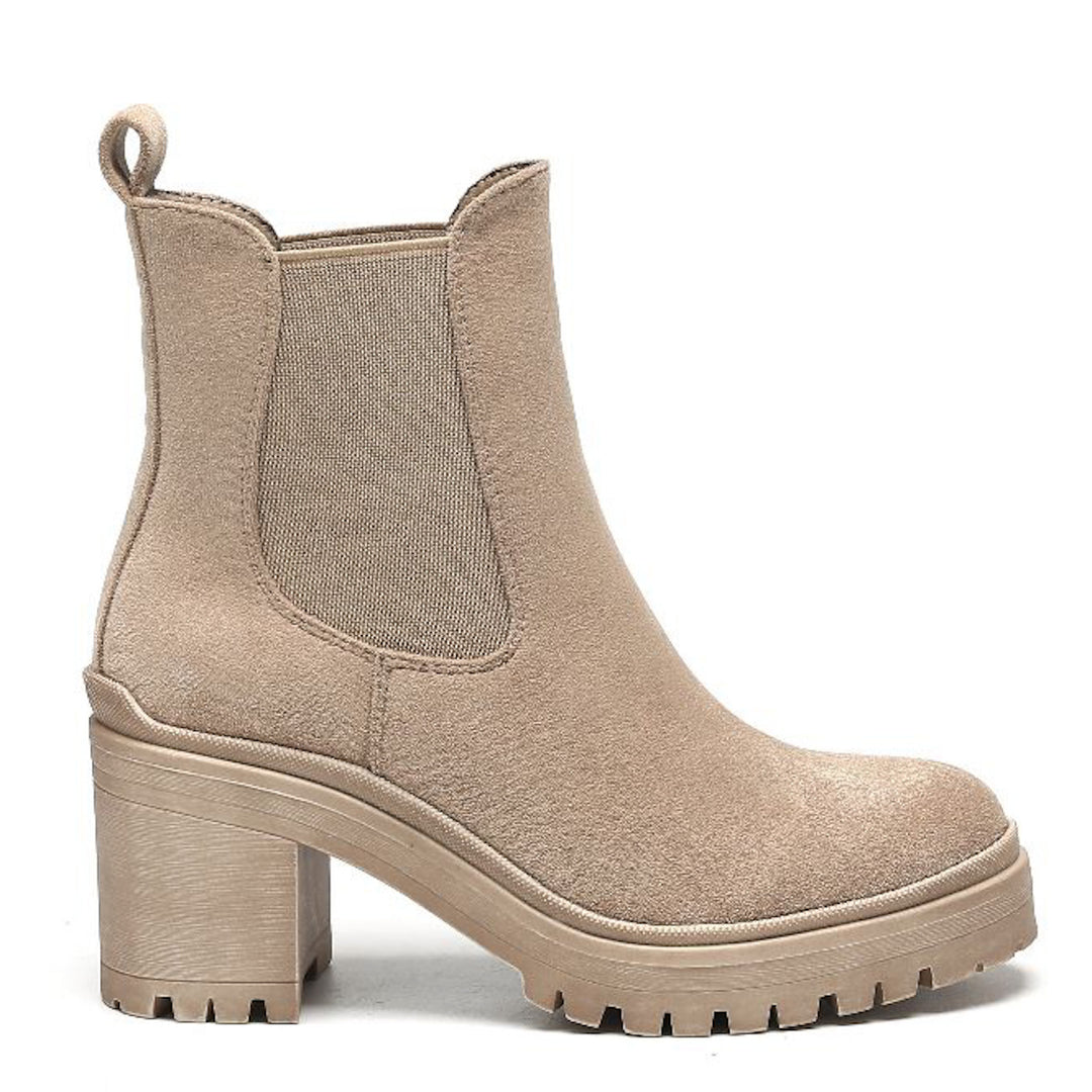 Smile Favorites Chelsea-Stiefel mit Absatz Khaki Suedine