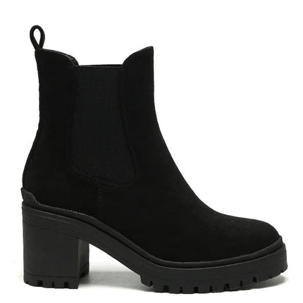 Smile Favorites Chelsea-Stiefel mit Absatz Schwarz Suedine