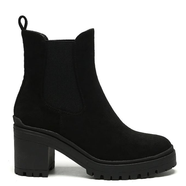 Smile Favorites Chelsea-Stiefel mit Absatz Schwarz Suedine