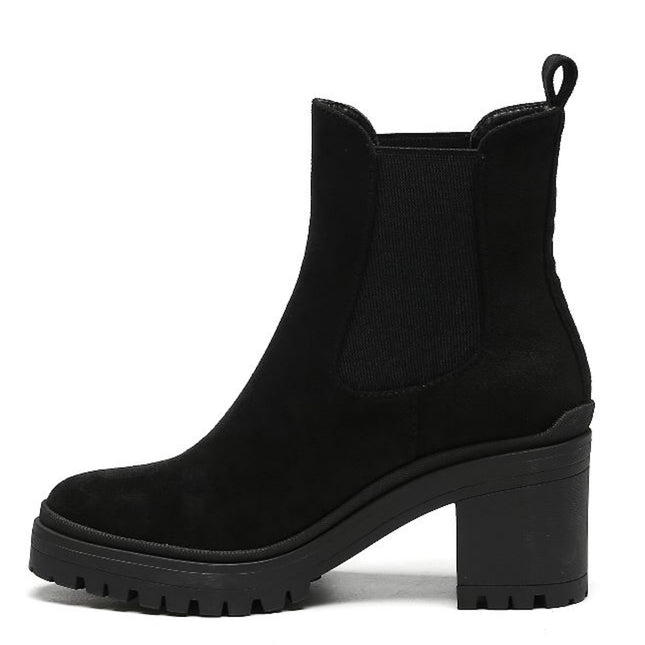 Smile Favorites Chelsea-Stiefel mit Absatz Schwarz Suedine
