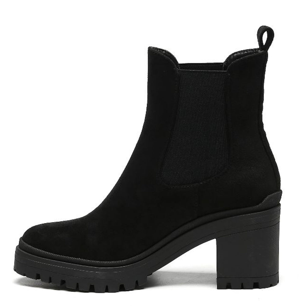 Smile Favorites Chelsea-Stiefel mit Absatz Schwarz Suedine