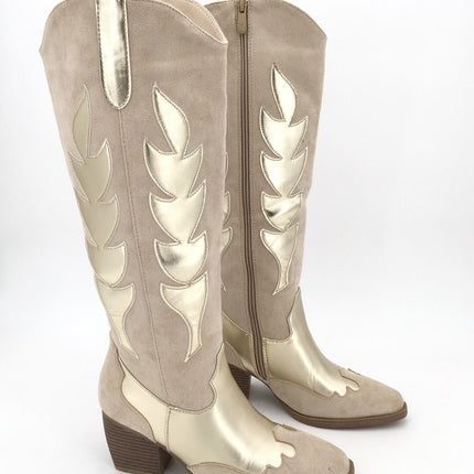 Smile Favorites Cowboystiefel Beige Gold Hoch