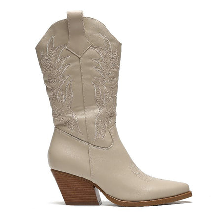 Smile Favorites Cowboystiefel Beige Nähte Beige