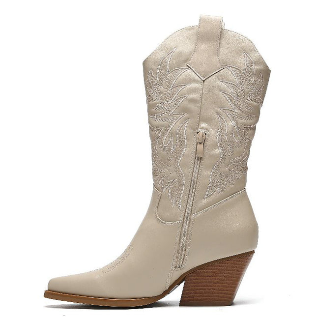 Smile Favorites Cowboystiefel Beige Nähte Beige