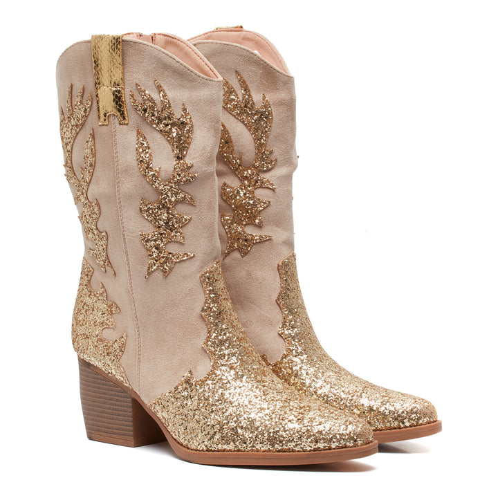 Smile Favorites Beige Wildleder Gold Glitzer
