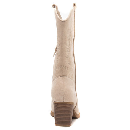 Smile Favorites Cowboy Stiefel Beige Suedine Nähte