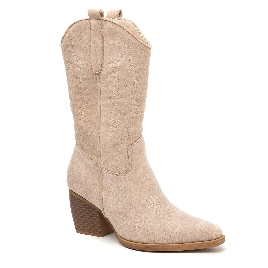 Smile Favorites Cowboy Stiefel Beige Suedine Nähte