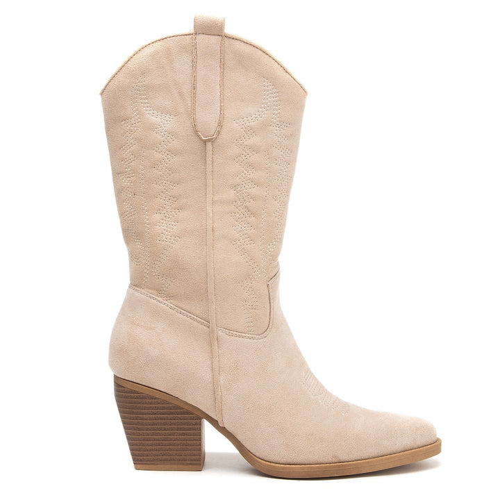 Smile Favorites Cowboy Stiefel Beige Suedine Nähte