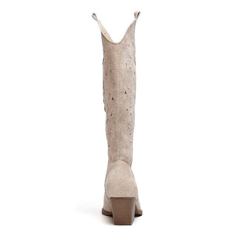 Smile Favorites Cowboy Stiefel Beige Suedine Western High