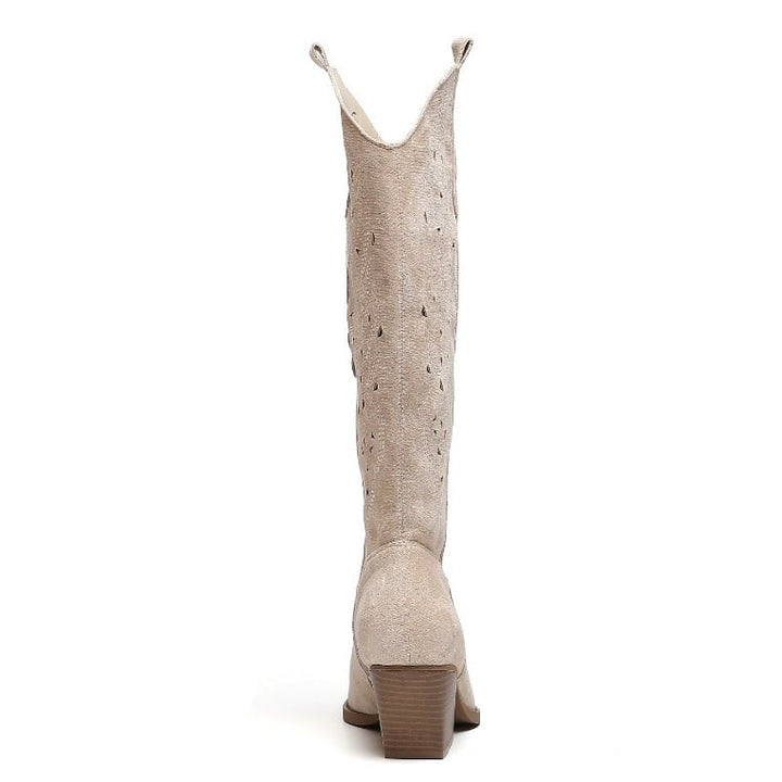 Smile Favorites Cowboy Stiefel Beige Suedine Western High