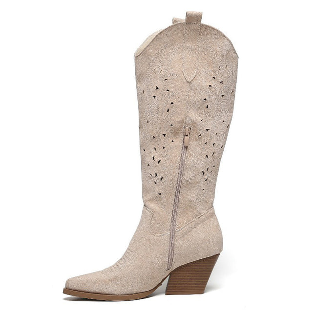 Smile Favorites Cowboy Stiefel Beige Suedine Western High