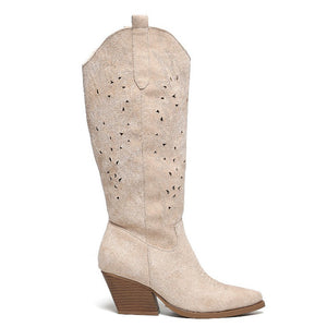 Smile Favorites Cowboy Stiefel Beige Suedine Western High
