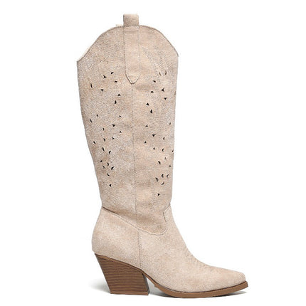 Smile Favorites Cowboy Stiefel Beige Suedine Western High