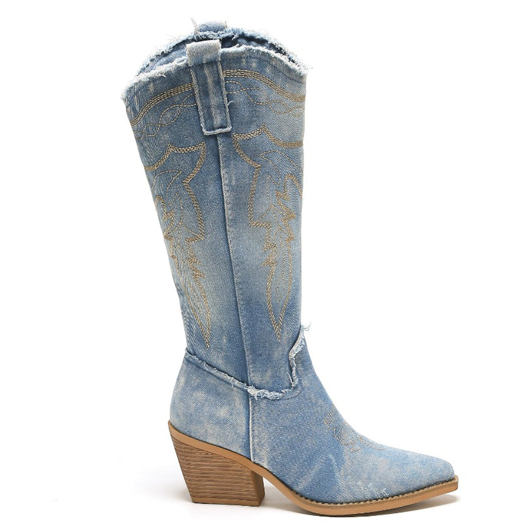 Smile Favorites Cowboystiefel Blau Denim Washed High