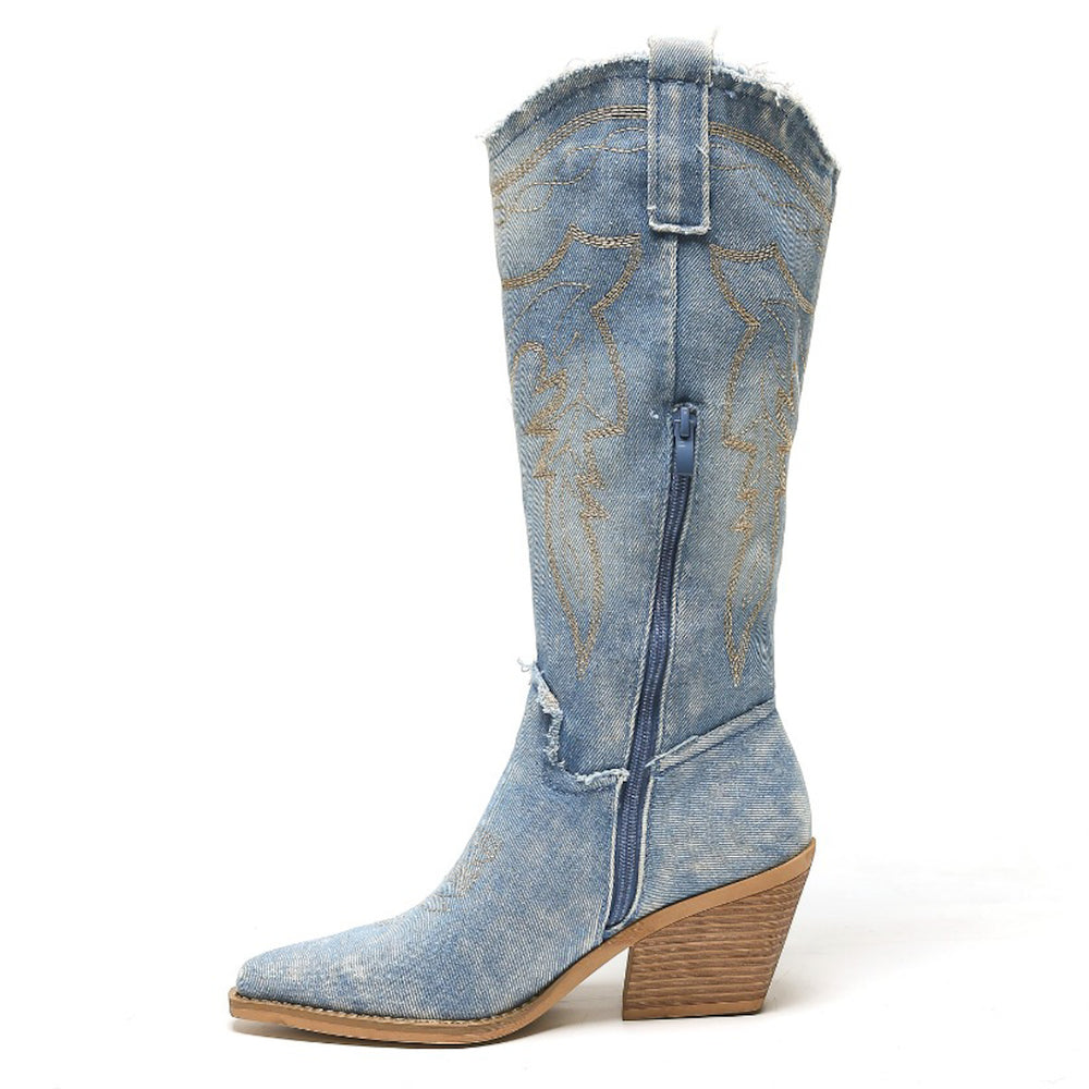 Smile Favorites Cowboystiefel Blau Denim Washed High