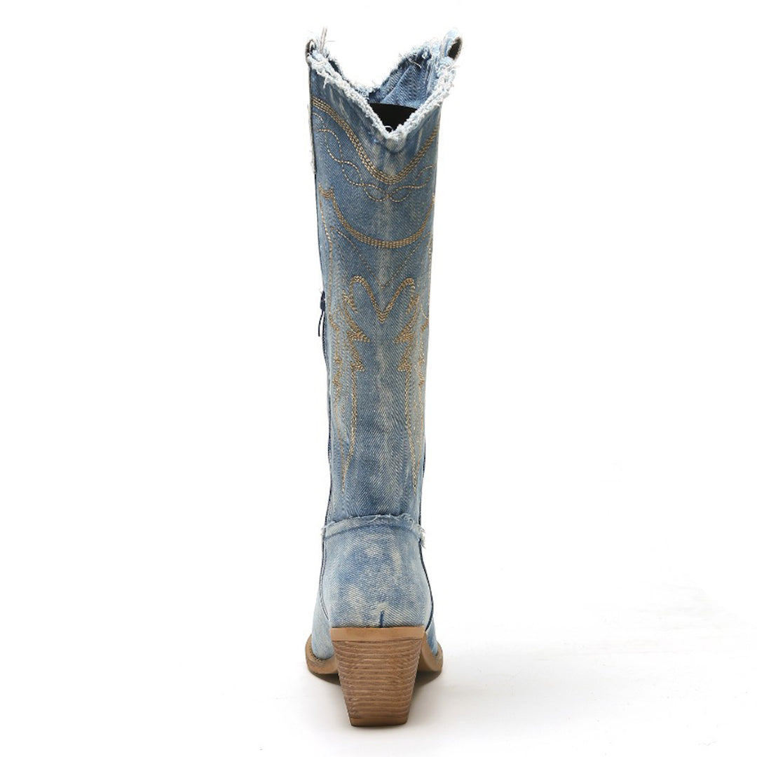 Smile Favorites Cowboystiefel Blau Denim Washed High