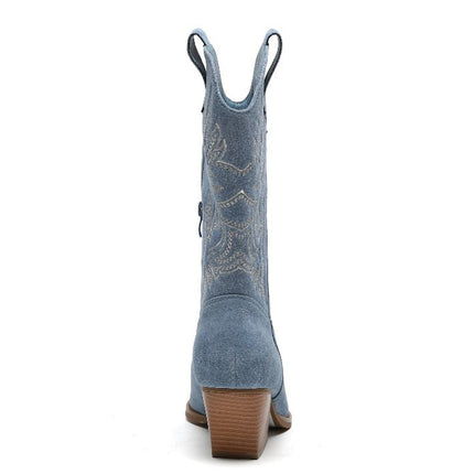 Smile Favorites Cowboystiefel Blau Suedine Nähte Beige
