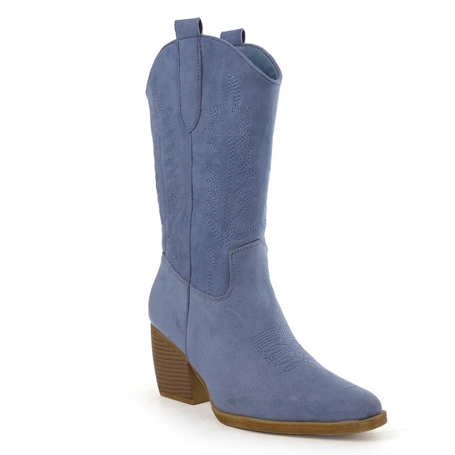 Smile Favorites Cowboy Stiefel Blau Suedine Nähte