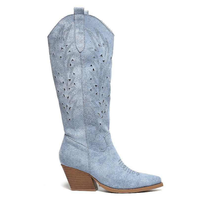Smile Favorites Cowboystiefel Blau Suedine Western High