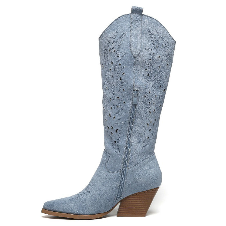 Smile Favorites Cowboystiefel Blau Suedine Western High