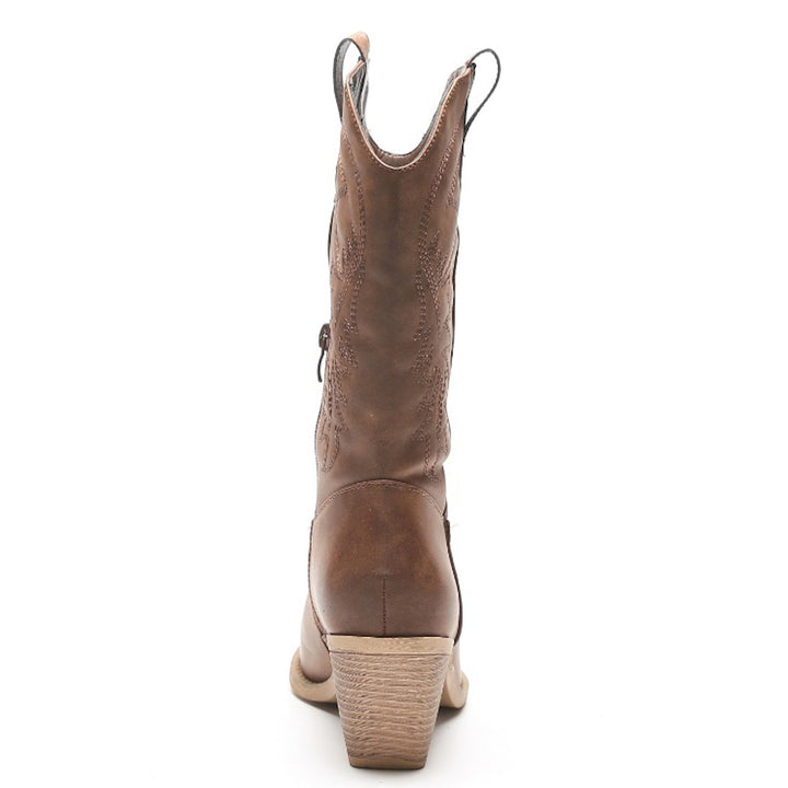 Smile Favorites Cowboystiefel Braun Lederoptik Nähte