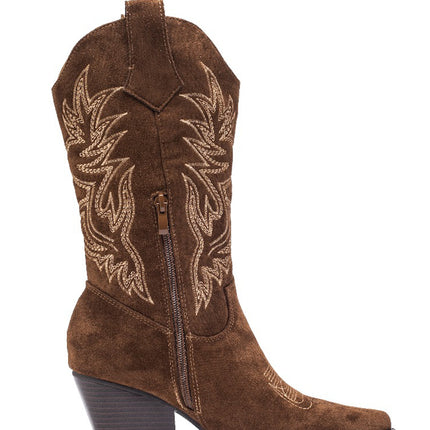 Smile Favorites Cowboy Stiefel Braun Suedine Stitching Beige