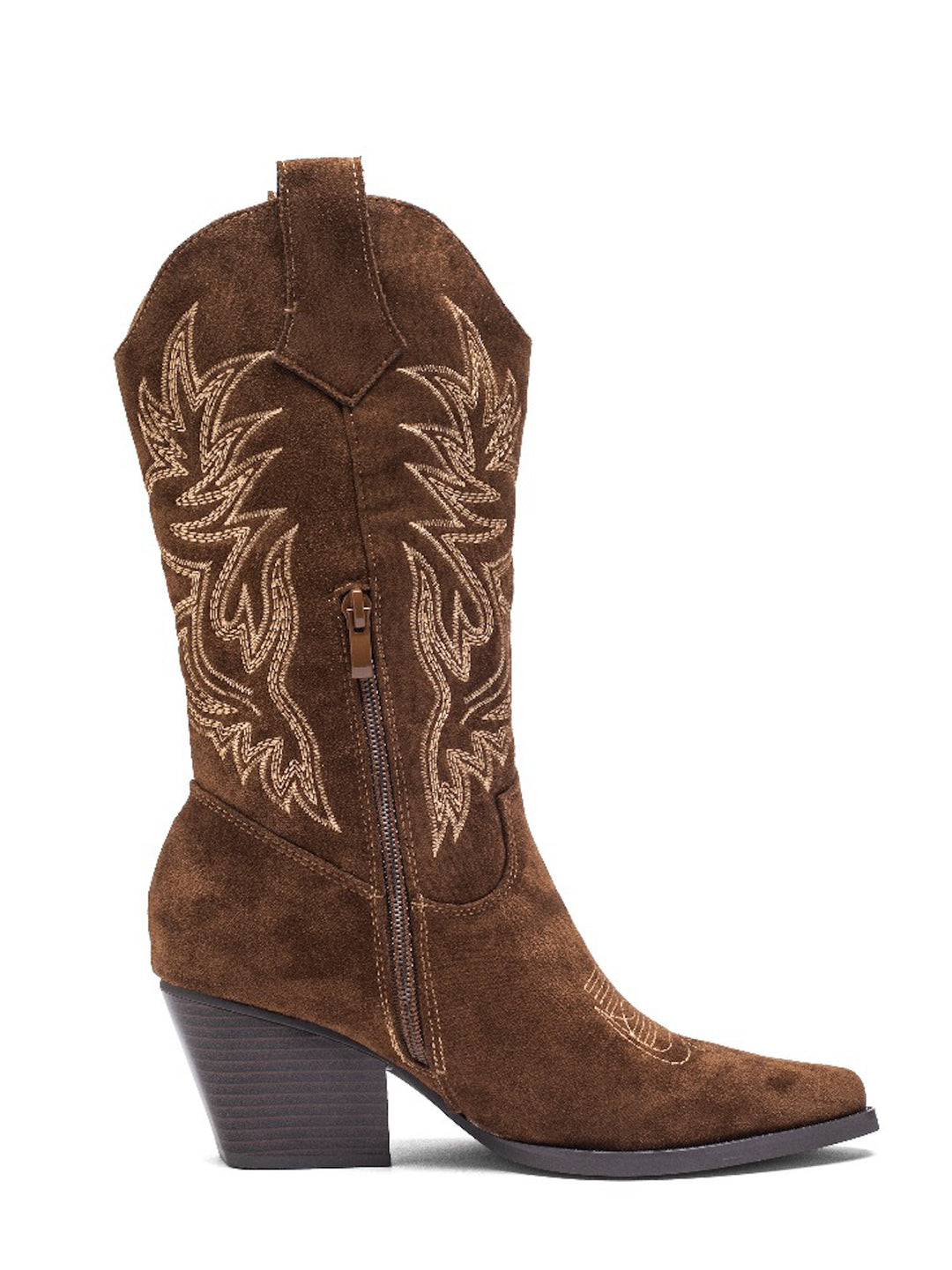Smile Favorites Cowboy Stiefel Braun Suedine Stitching Beige
