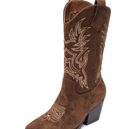 Smile Favorites Cowboy Stiefel Braun Suedine Stitching Beige