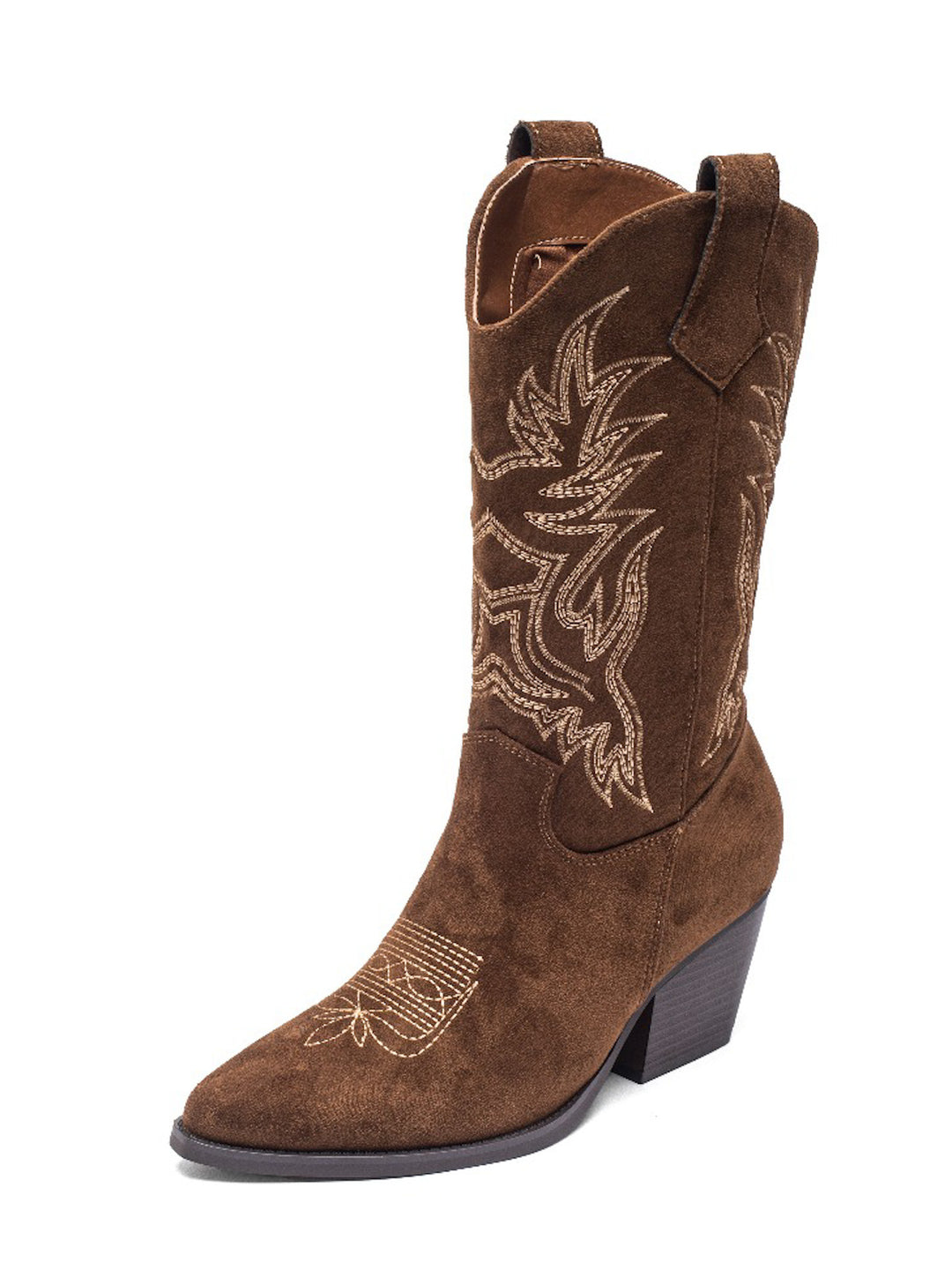 Smile Favorites Cowboy Stiefel Braun Suedine Stitching Beige