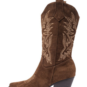 Smile Favorites Cowboy Stiefel Braun Suedine Stitching Beige