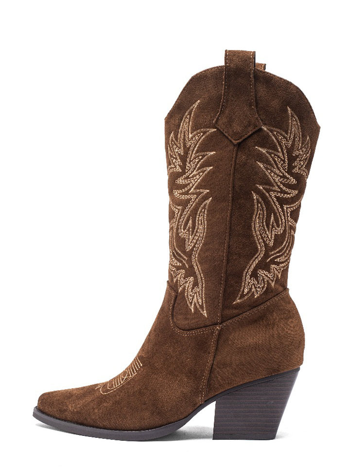 Smile Favorites Cowboy Stiefel Braun Suedine Stitching Beige