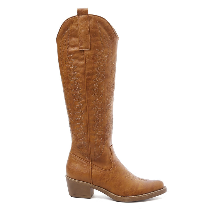 Smile Favorites Cowboystiefel Camel hoch Kunstleder
