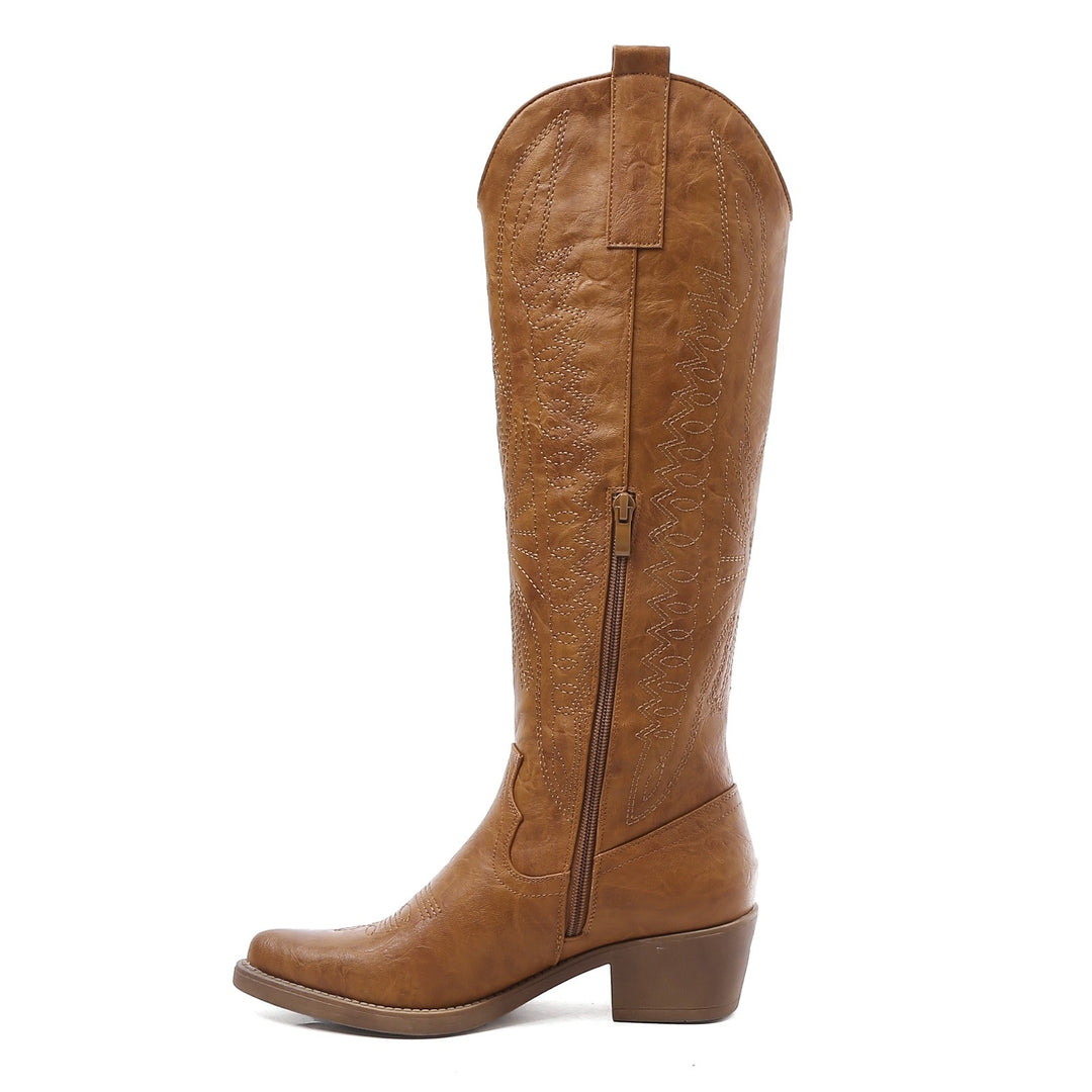 Smile Favorites Cowboystiefel Camel hoch Kunstleder