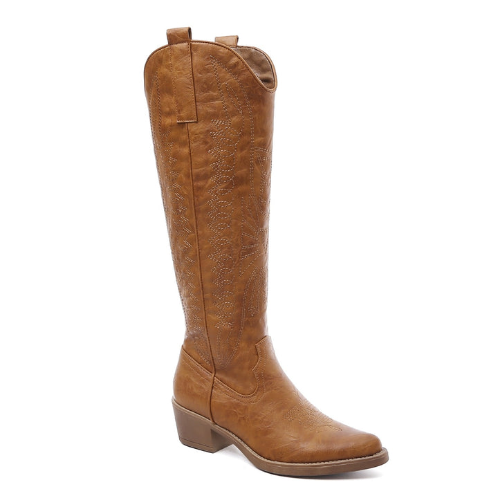 Smile Favorites Cowboystiefel Camel hoch Kunstleder