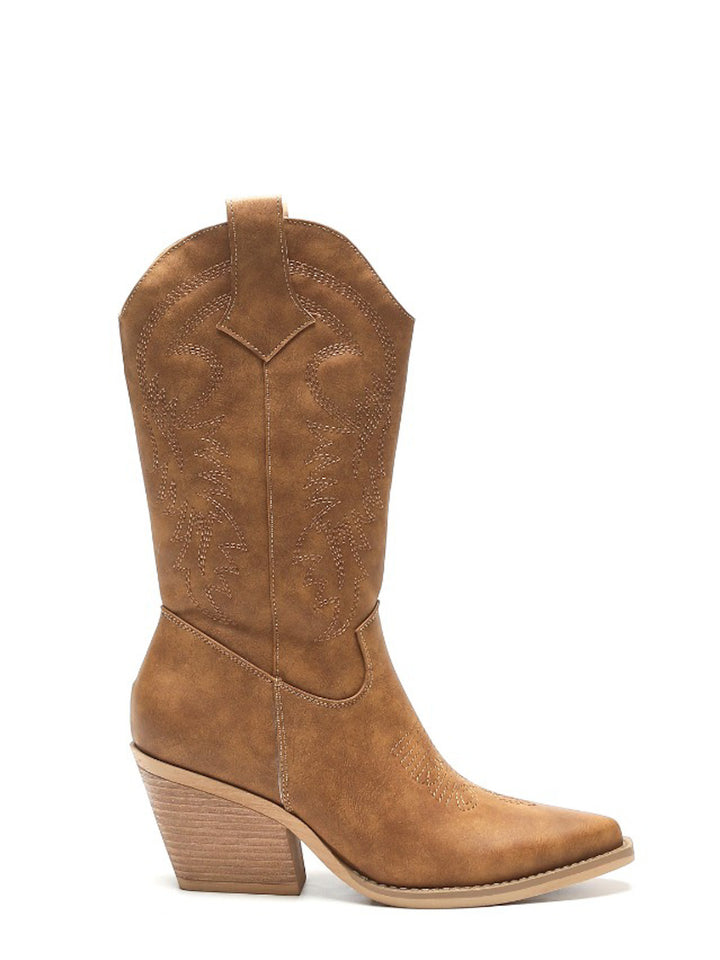 Smile Favorites Cowboystiefel Camel Lederoptik Nähte